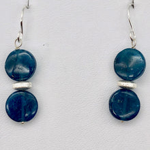 Load image into Gallery viewer, Dazzle Blue Apatite 10mm Coin Sterling Silver Earrings | 1 1/2 Inch Drop |