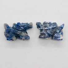 Load image into Gallery viewer, Wild Sodalite Hand Carved Winged Dragon Figurine | 21x14x9mm | Blue white
