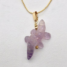 Load image into Gallery viewer, Carved Amethyst Alligator 14Kgf Pendant | 1 1/4 inch long | Purple |