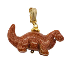 Load image into Gallery viewer, Goldstone Diplodocus Dinosaur Pendant Necklace|Semi Precious Stone Jewelry