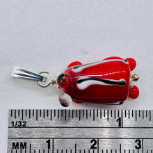 Load image into Gallery viewer, Lampwork Glass Frog Sterling Silver Frog | 1" Long | Red | 1 Pendant |