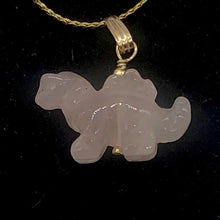 Load image into Gallery viewer, Rose Quartz Stegosaurus Dinosaur Pendant Necklace|Semi Precious Stone Jewelry