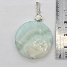 Load image into Gallery viewer, Wavy! One Aqua Green Hemimorphite Disc Sterling Silver Pendant | 1 3/4" long |