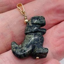 Load image into Gallery viewer, T-Rex Dinosaur Carved Kambaba Jasper 14K Gold Filled Pendant