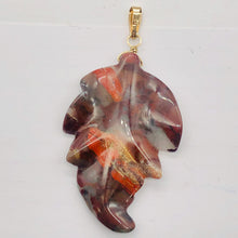 Load image into Gallery viewer, Carved Brecciated Jasper Leaf & 14Kgf Pendant | 2 3/4" long | Red | Leaf |