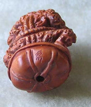 Load image into Gallery viewer, Sumo Carved Boxwood Froggie Toad Ojime/Netsuke Bead | 29x19.5x14mm | Brown - PremiumBead Alternate Image 3
