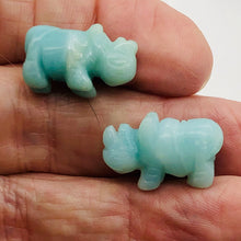 Load image into Gallery viewer, 2 Amazonite Hand Carved Rhinoceros Beads, 21x13x8mm Blue | 21x13x8mm | Blue