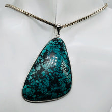 Load image into Gallery viewer, Natural Turquoise 63ct Sterling Silver Pendant | 2 1/2x1 1/2" | Blue/Black | 1 |