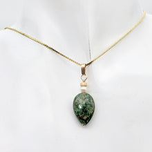 Load image into Gallery viewer, Rare Ruby Fuchsite and Pearl 14K Gold Filled Pendant | 18x12x5mm | 1 1/4" Long |