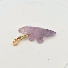Load image into Gallery viewer, Carved Amethyst Alligator 14Kgf Pendant | 1 1/4 inch long | Purple |