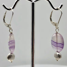 Load image into Gallery viewer, Enchanting Fluorite 15x10mm Bead Dangle Silver Earrings! | 1 1/2" Long |