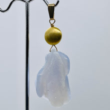 Load image into Gallery viewer, Chalcedony 14K Gold Filled Druzy Crystal Flower Pendant | 2 1/2" Long | Blue |