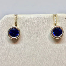 Load image into Gallery viewer, September! 7mm Lab Sapphire & Sterling Silver Earrings 9780Ib - PremiumBead Alternate Image 6