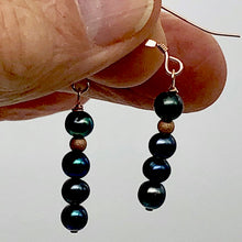 Load image into Gallery viewer, Shinning Teal Fresh Water Pearl 14K Rose Gold Filled Earrings | 1 3/8" long |