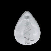 Load image into Gallery viewer, Hand Etched Quartz Quan Yin Goddess 24x18mm Pendant Bead 7987