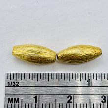 Load image into Gallery viewer, Designer Brushed 22K Vermeil Sterling Silver Rice Beads | 13x5mm | 2 Beads |