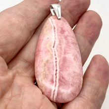 Load image into Gallery viewer, 1 Natural Lacy Pink Rhodochrosite 60x30mm Sterling Silver Pendant