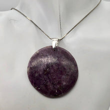 Load image into Gallery viewer, Natural Lepidolite Large Round Sterling Silver Pendant | 45mm | 2 1/16" Long |