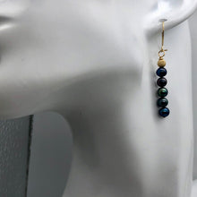 Load image into Gallery viewer, Shinning Teal Fresh Water Pearl 14K Gold Filled Earrings | 2" long |