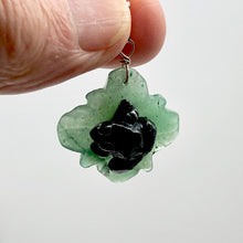 Load image into Gallery viewer, Ribbit Hematite Frog On Aventurine Lily Pad Stering Silver Pendant| 1 5/8" Long|
