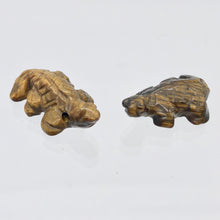 Load image into Gallery viewer, 2 Carved Snappy Tiger's Eye / Tigereye Lizard Beads | 25x15x6.5mm | Golden Brown - PremiumBead Primary Image 1