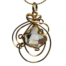 Load image into Gallery viewer, Herkamer Diamond 14K Gold Filled Wire Wrap Drop Pendant | 1 1/2" Long| Clear| 1