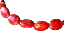 Load image into Gallery viewer, 4 Red Sponge Coral Skipping Stone Beads 7039