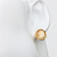 Load image into Gallery viewer, Beautiful Pink Shell Cameo 14K Gold Stud Earrings - PremiumBead Alternate Image 2