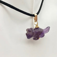 Load image into Gallery viewer, Purple Dinosaur Pendant Amethyst Triceratops 14K Gold-Filled Pendant 509303AMG