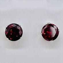 Load image into Gallery viewer, January 5mm Created Garnet & Silver Earrings 10147A