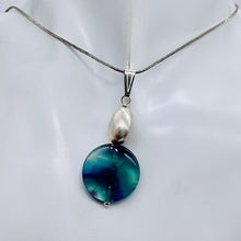 Load image into Gallery viewer, Fluorite Sterling Silver Striped Coin | 1 3/4" Long | Blue/Purple | 1 Pendant |