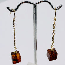 Load image into Gallery viewer, Amber 14K Gold Filled Cube Bead Earrings | 2 1/2" Long | Red | 1 Pair |