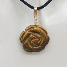Load image into Gallery viewer, Hand Carved Tigereye Rose Flower 14K Gold Filled Pendant | 1.5" Long | 509290TEG - PremiumBead Alternate Image 7