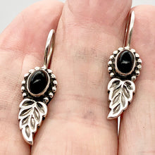 Load image into Gallery viewer, Spiraling Onyx Sterling Silver Earrings! | 1 1/2 Inch Long |