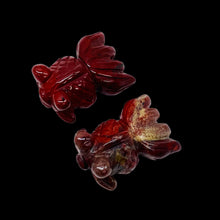 Load image into Gallery viewer, Wondrous 2 Carved Brecciated Jasper Gold Fish Beads | 23x11x5mm | Red