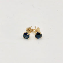 Load image into Gallery viewer, Blue Sapphire 14K Gold Earrings | 5mm | Blue | Stud | - PremiumBead Alternate Image 3