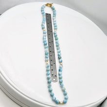 Load image into Gallery viewer, Larimar and Pearl 19 inch Designer Necklace | 19" | Blue White Gold | Necklace