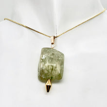 Load image into Gallery viewer, Chatoyant Green Kunzite Faceted Nugget Bead 14K Gold Filled Pendant | 1 1/2" |
