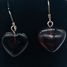 Load image into Gallery viewer, Red Amber Heart Sterling Silver Earrings | 1 1/4" Long | Red | 1 Pair |