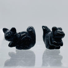 Load image into Gallery viewer, Just Nuts 2 Blue Goldstone Squirrel Animal Beads | 22x15x10mm | Blue Black