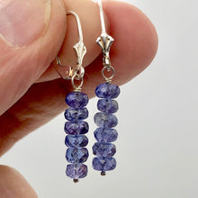 Load image into Gallery viewer, Tanzanite Faceted Roundel Bead Sterling Silver Earrings| 1.5" Long | Lever Back