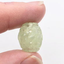 Load image into Gallery viewer, Basket Weave Carved 18x16mm Serpentine Jade Barrel Bead 10570 | 18x16mm | Green - PremiumBead Alternate Image 4