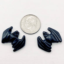 Load image into Gallery viewer, Halloween 2 Hand Carved Hematite Bat Beads | 21x16x5mm | Silver black
