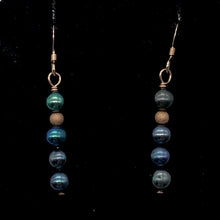 Load image into Gallery viewer, Shinning Teal Fresh Water Pearl 14K Rose Gold Filled Earrings | 1 3/8" long |