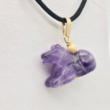 Load image into Gallery viewer, Amethyst Horse Pendant Necklace | Semi Precious Stone Jewelry | 14k Pendant - PremiumBead Alternate Image 9