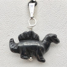 Load image into Gallery viewer, Hematite Dinosaur Pendant Stegosaurus and Sterling Silver Pendant 509258HMS | 21x11x8mm (Stegosaurus), 7.0mm (Bail Opening), 7/8" (Long) | Black - PremiumBead Alternate Image 2