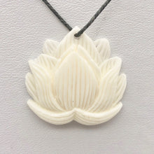 Load image into Gallery viewer, Water Buffalo Bone Lotus Flower Pendant Bead | 25.5x26x4.5mm | White | 10843 | 25.5x26x4.5mm | Cream - PremiumBead Primary Image 1