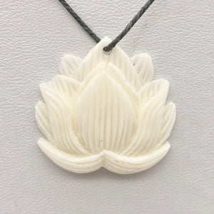 Water Buffalo Bone Lotus Flower Pendant Bead | 25.5x26x4.5mm | White | 10843 | 25.5x26x4.5mm | Cream - PremiumBead Primary Image 1