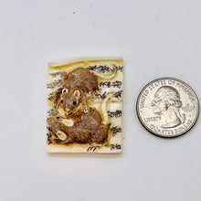 Load image into Gallery viewer, Bone Mouse Tile | 39x30x6mm | Brown White Black | 1 Pendant bead |