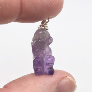 Swingin' Hand Carved Amethyst Monkey and Sterling Silver Pendant 509270AMS - PremiumBead Alternate Image 9